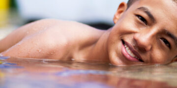 boys with head above water